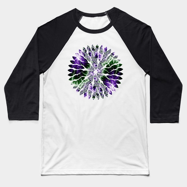 Cosmic Leaves Fractal  Art Baseball T-Shirt by BHDigitalArt